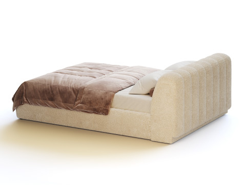 Salami Queen Bed - Maya Cream Boucle 3D Model