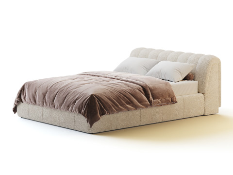 Salami Queen Bed - Maya Cream Boucle 3D Model