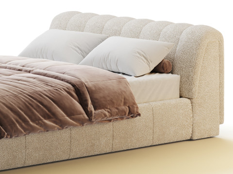 Salami Queen Bed - Maya Cream Boucle 3D Model