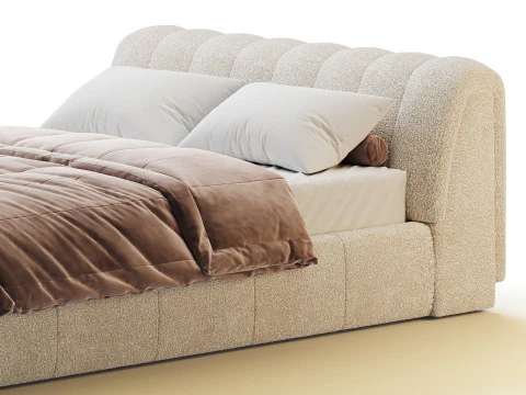 Salami Queen Bed - Maya Cream Boucle 3D Model