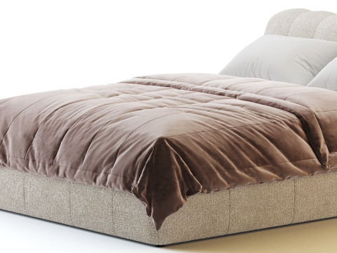 Salami Queen Bed - Maya Cream Boucle 3D Model