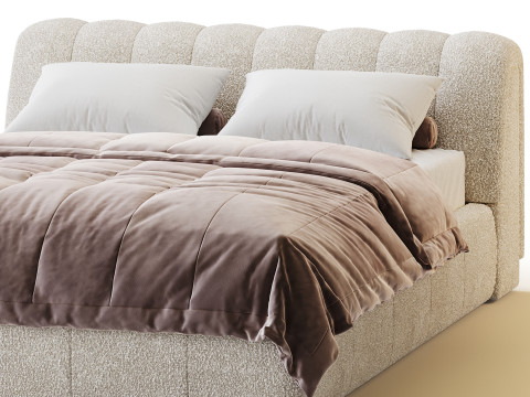 Salami Queen Bed - Maya Cream Boucle 3D Model
