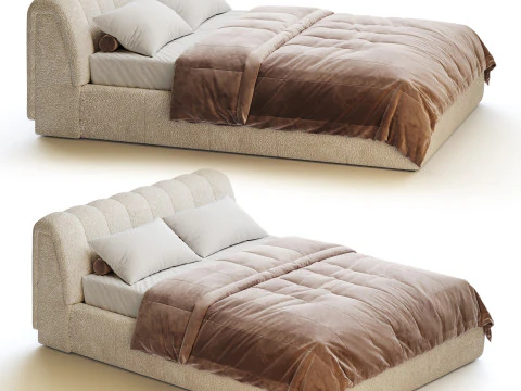 Salami Queen Bed - Maya Cream Boucle 3D Model