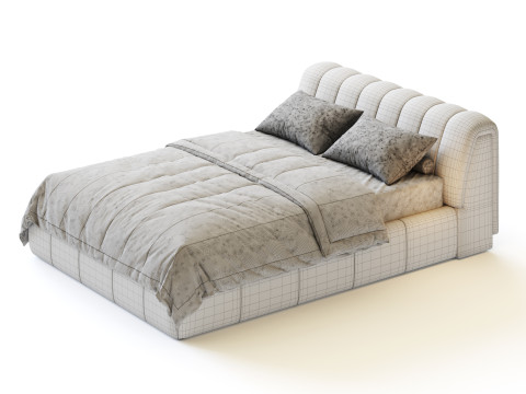Salami Queen Bed - Maya Cream Boucle 3D Model