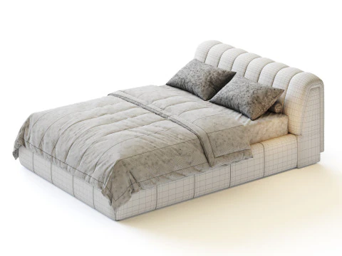 Salami Queen Bed - Maya Cream Boucle 3D Model