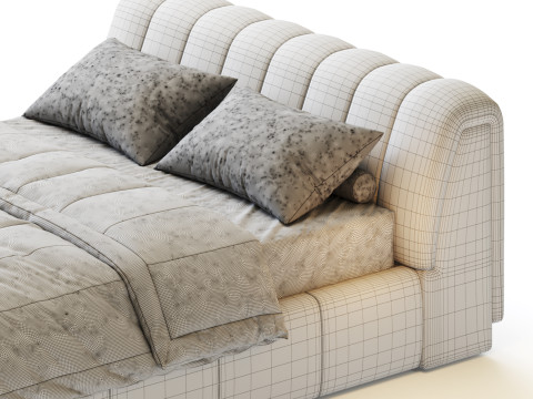Salami Queen Bed - Maya Cream Boucle 3D Model