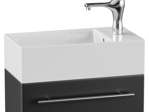 Small Wall Mounted Cabinet Vanity Bathroom Sink Cabinet Black 3Dモデル