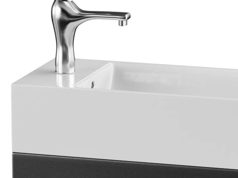 Small Wall Mounted Cabinet Vanity Bathroom Sink Cabinet Black 3D Model