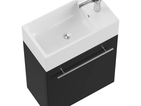 Small Wall Mounted Cabinet Vanity Bathroom Sink Cabinet Black 3D Model