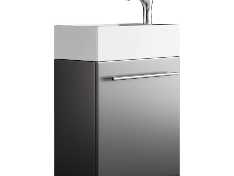 Small Wall Mounted Cabinet Vanity Bathroom Sink Cabinet Black 3Dモデル