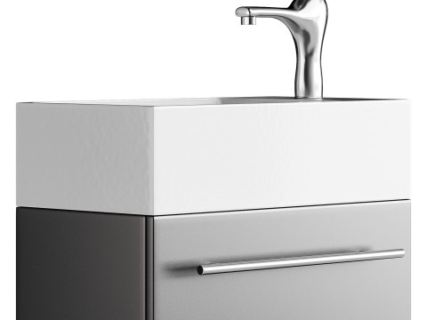 Small Wall Mounted Cabinet Vanity Bathroom Sink Cabinet Black 3Dモデル