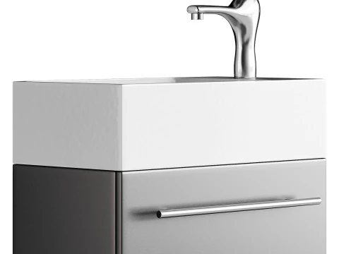 Small Wall Mounted Cabinet Vanity Bathroom Sink Cabinet Black 3D Model