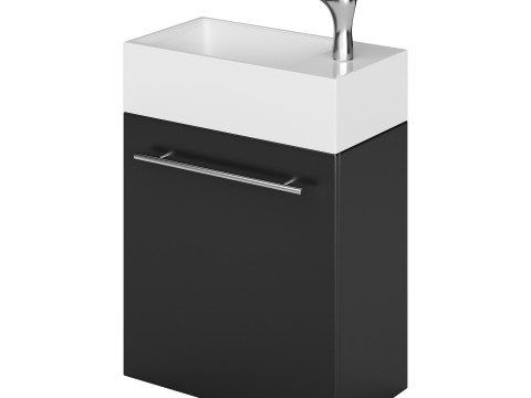 Small Wall Mounted Cabinet Vanity Bathroom Sink Cabinet Black 3Dモデル