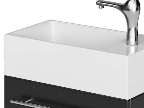 Small Wall Mounted Cabinet Vanity Bathroom Sink Cabinet Black 3Dモデル
