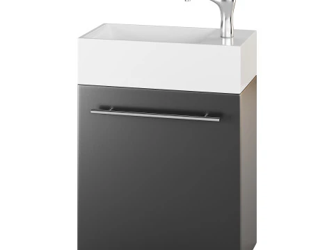 Small Wall Mounted Cabinet Vanity Bathroom Sink Cabinet Black 3D Model