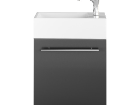 Small Wall Mounted Cabinet Vanity Bathroom Sink Cabinet Black 3Dモデル