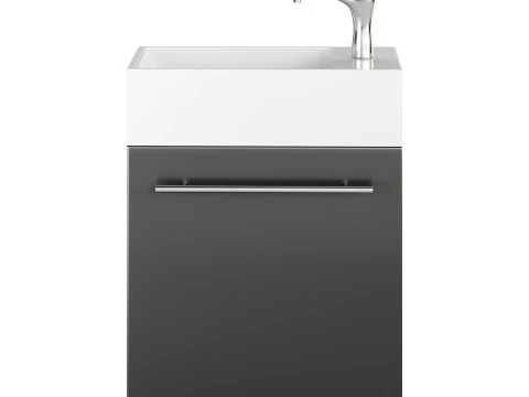 Small Wall Mounted Cabinet Vanity Bathroom Sink Cabinet Black 3D Model