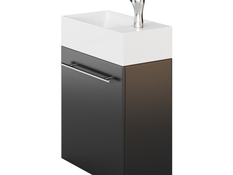 Small Wall Mounted Cabinet Vanity Bathroom Sink Cabinet Black 3Dモデル
