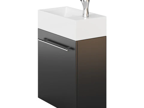 Small Wall Mounted Cabinet Vanity Bathroom Sink Cabinet Black 3D Model