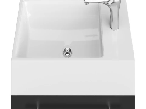 Small Wall Mounted Cabinet Vanity Bathroom Sink Cabinet Black 3D Model