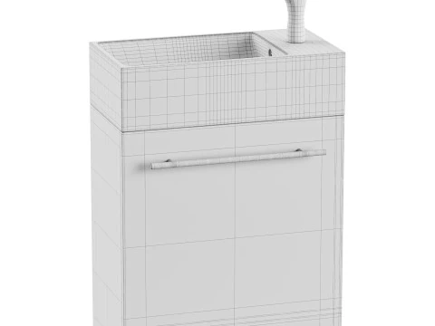 Small Wall Mounted Cabinet Vanity Bathroom Sink Cabinet Black 3D Model