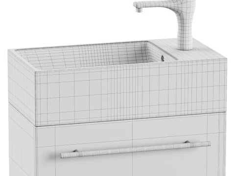 Small Wall Mounted Cabinet Vanity Bathroom Sink Cabinet Black 3D Model