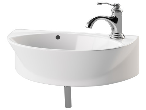 Small Wall Mount Sink for Bathroom 3D Model