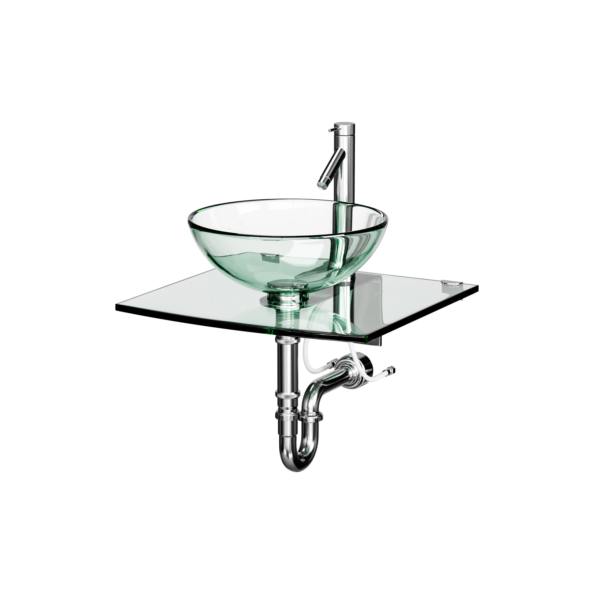 Unique Tempered Glass Wall Mount Vessel Sink 3D Model .c4d .max .obj .3ds .fbx .stl .blend