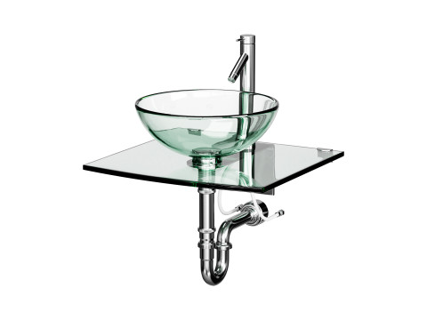 Unique Tempered Glass Wall Mount Vessel Sink Modelo 3D