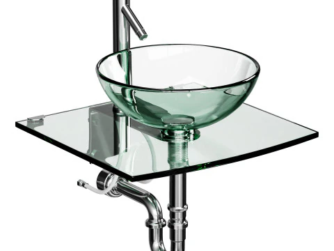 Unique Tempered Glass Wall Mount Vessel Sink 3D Model