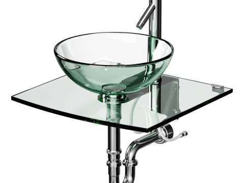 Unique Tempered Glass Wall Mount Vessel Sink 3D Model