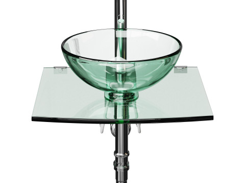 Unique Tempered Glass Wall Mount Vessel Sink 3D 모델