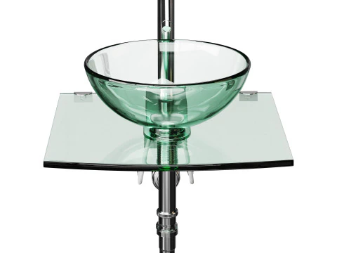 Unique Tempered Glass Wall Mount Vessel Sink 3D Model