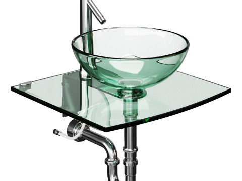 Unique Tempered Glass Wall Mount Vessel Sink 3D 모델