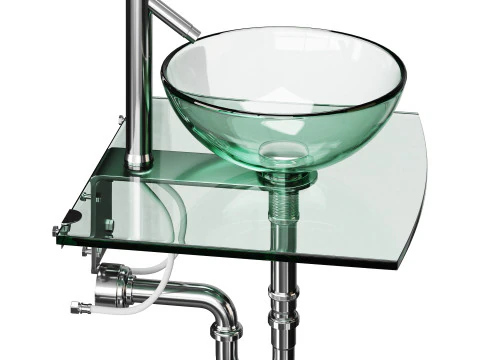 Unique Tempered Glass Wall Mount Vessel Sink 3D Model