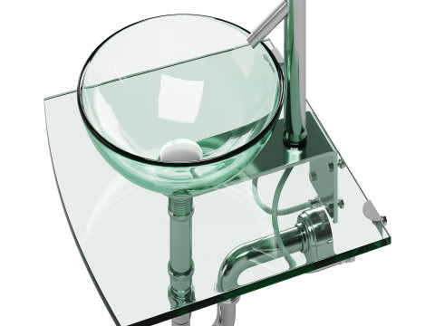 Unique Tempered Glass Wall Mount Vessel Sink 3D 모델