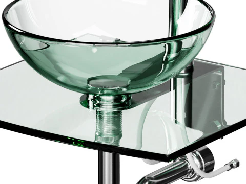 Unique Tempered Glass Wall Mount Vessel Sink 3D Model