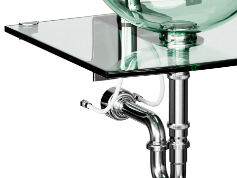 Unique Tempered Glass Wall Mount Vessel Sink 3D 모델