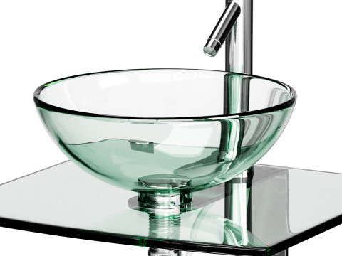 Unique Tempered Glass Wall Mount Vessel Sink 3D 모델