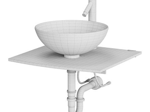 Unique Tempered Glass Wall Mount Vessel Sink 3D 모델