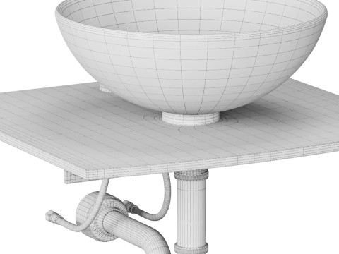 Unique Tempered Glass Wall Mount Vessel Sink 3D 모델