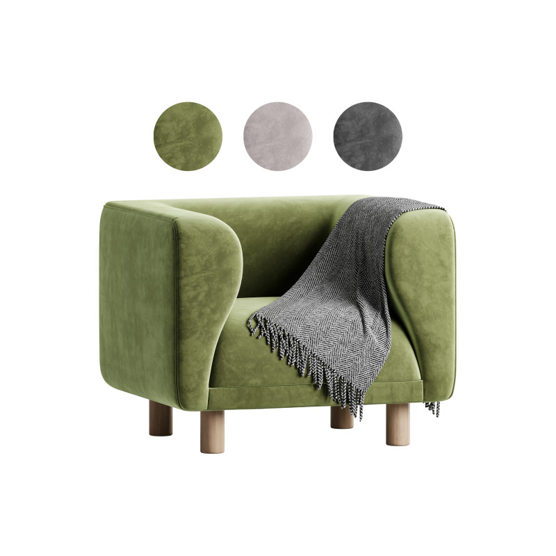 Veneto Velvet Poudre Armchair 3Dモデル .c4d .max .obj .3ds .fbx .stl .blend 