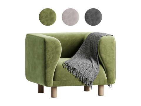 Veneto Velvet Poudre Armchair 3D Model
