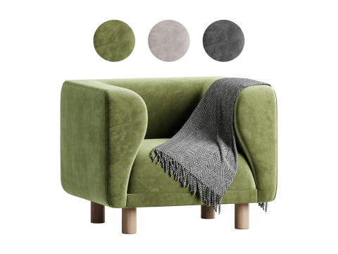 베네토 벨벳 푸드르 안락의자 3D 모델