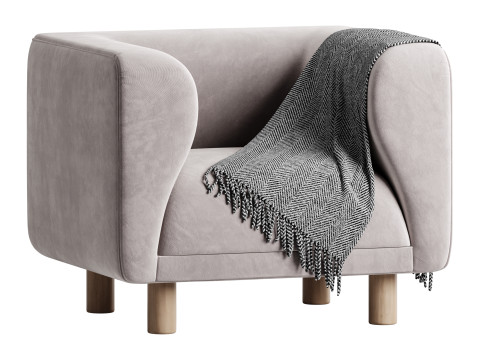 Veneto Velvet Poudre Armchair 3Dモデル