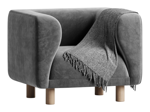 Veneto Velvet Poudre Armchair 3Dモデル