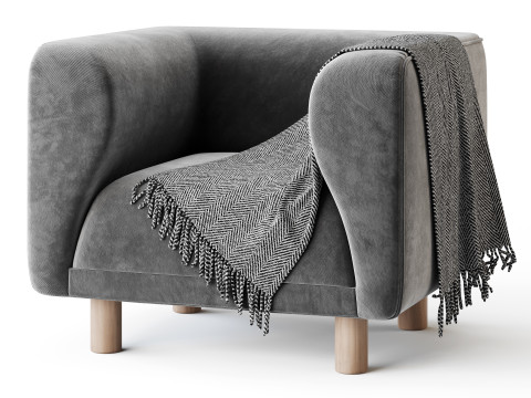 Veneto Velvet Poudre Armchair 3Dモデル