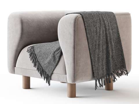 Veneto Velvet Poudre Armchair 3Dモデル