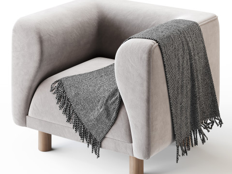 Veneto Velvet Poudre Armchair 3Dモデル