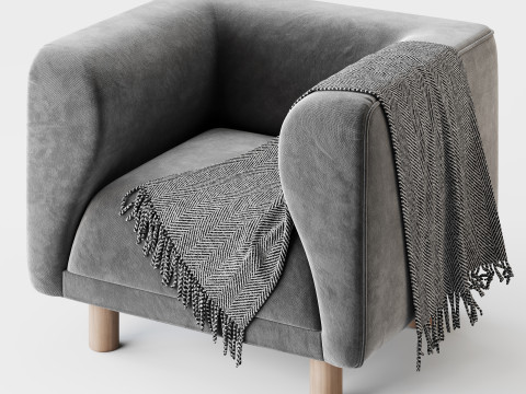 Veneto Velvet Poudre Armchair 3Dモデル